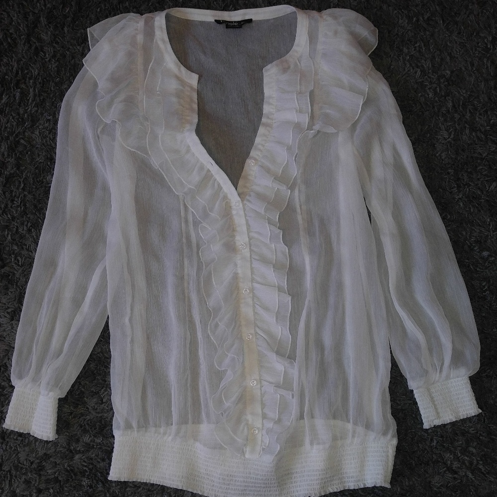 Kensie Sheer White Blouse